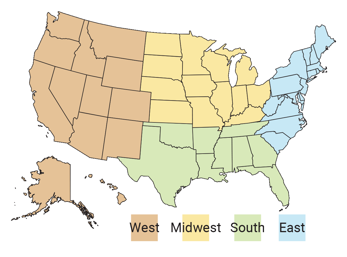 Regional sales and support territory map
