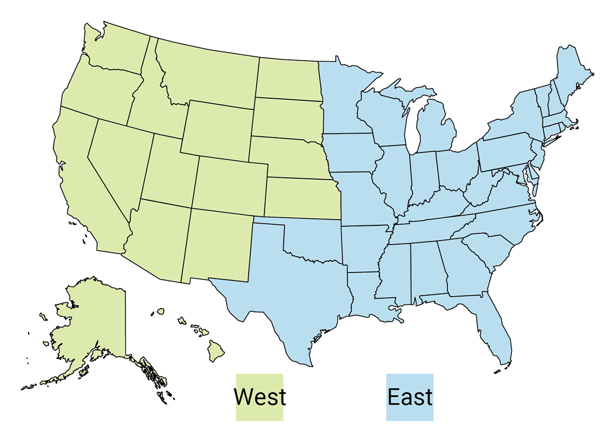 Regional sales and support territory map